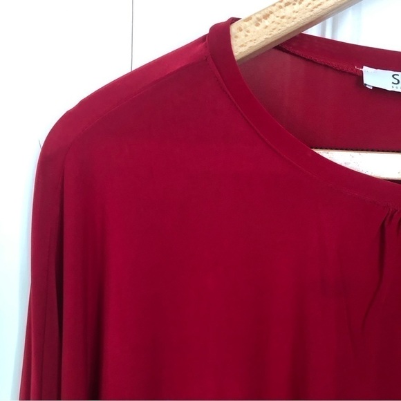 Boho Red Flowy  Pullover Draped Top Large - Picture 4 of 8